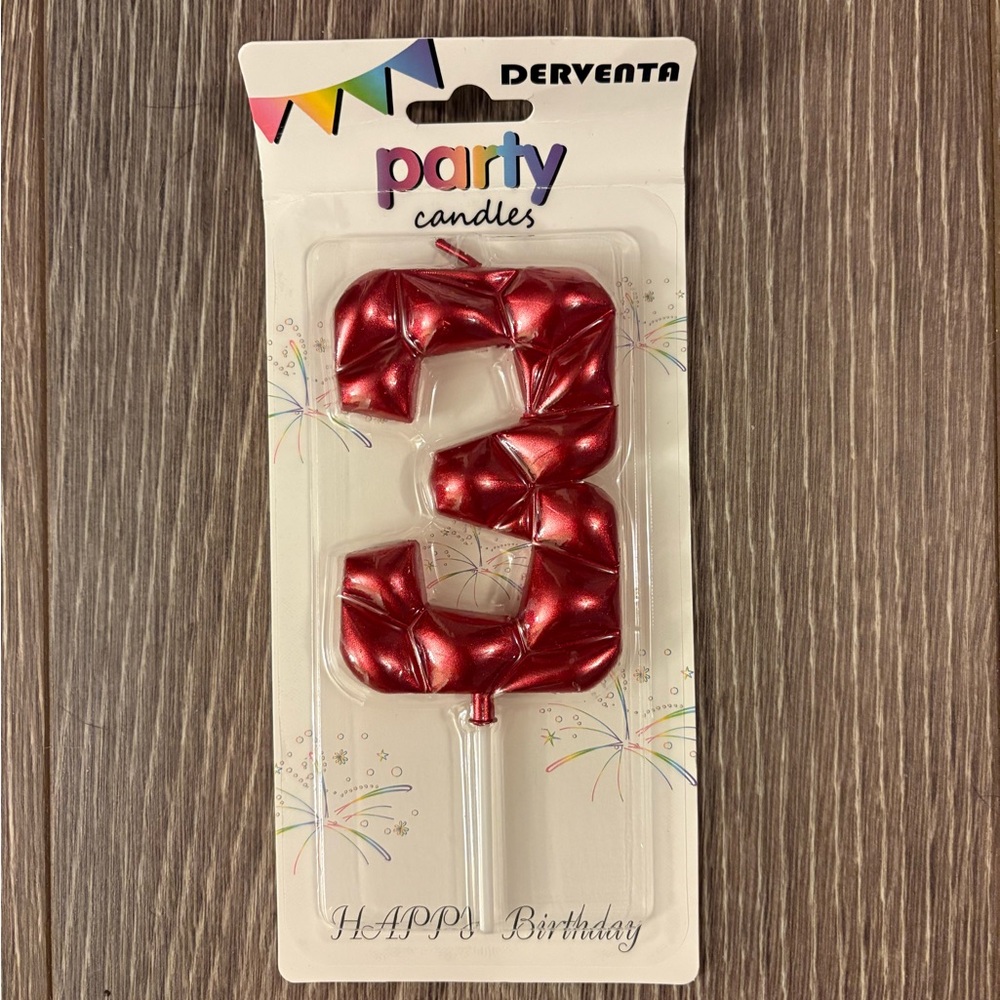 Large Number 3 Bubble Candle